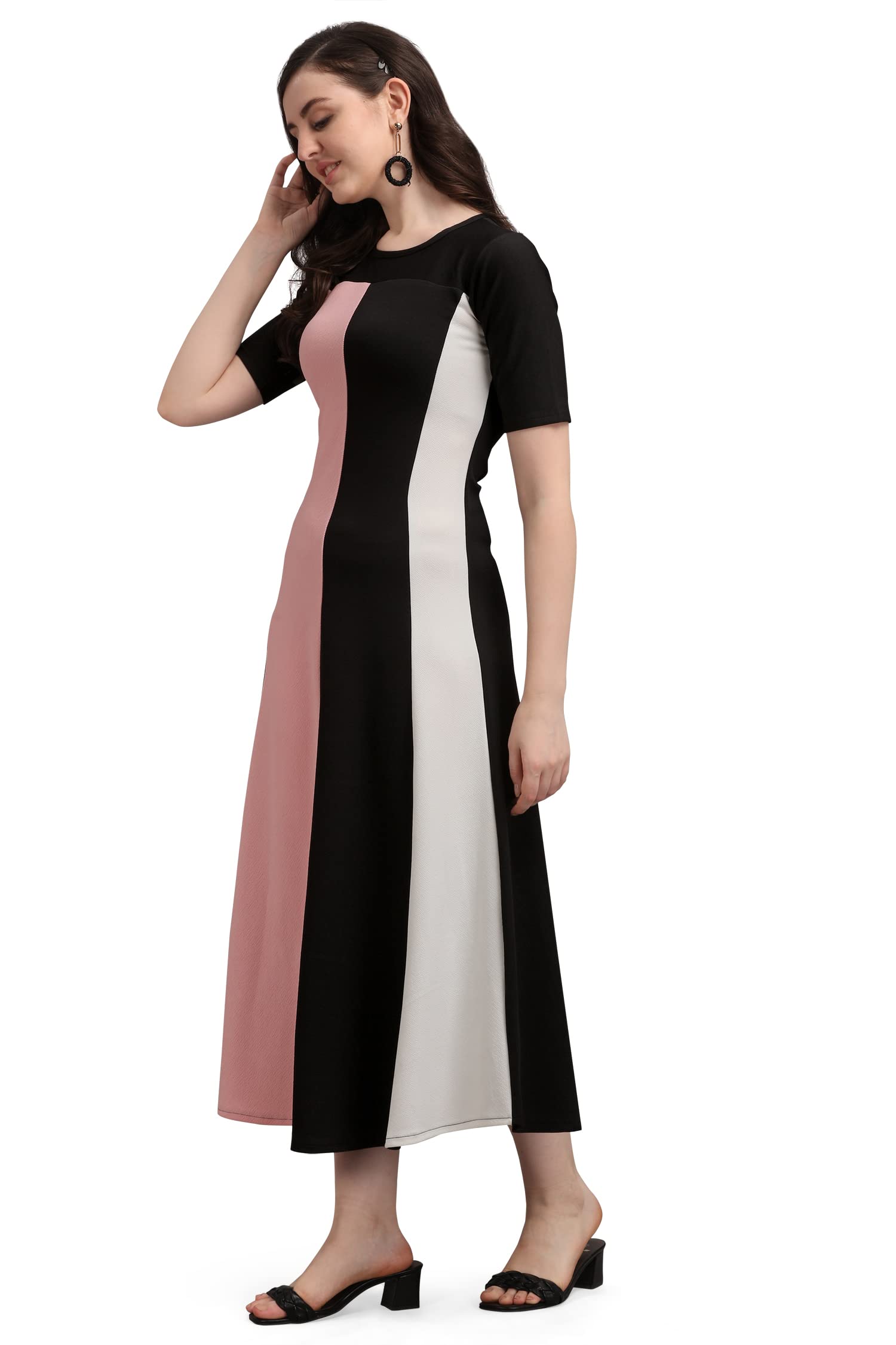 Purvaja Women's Corduroy Empire Waist Maxi Casual Dress (Lucy-362-Pe-Bl-M_Peach