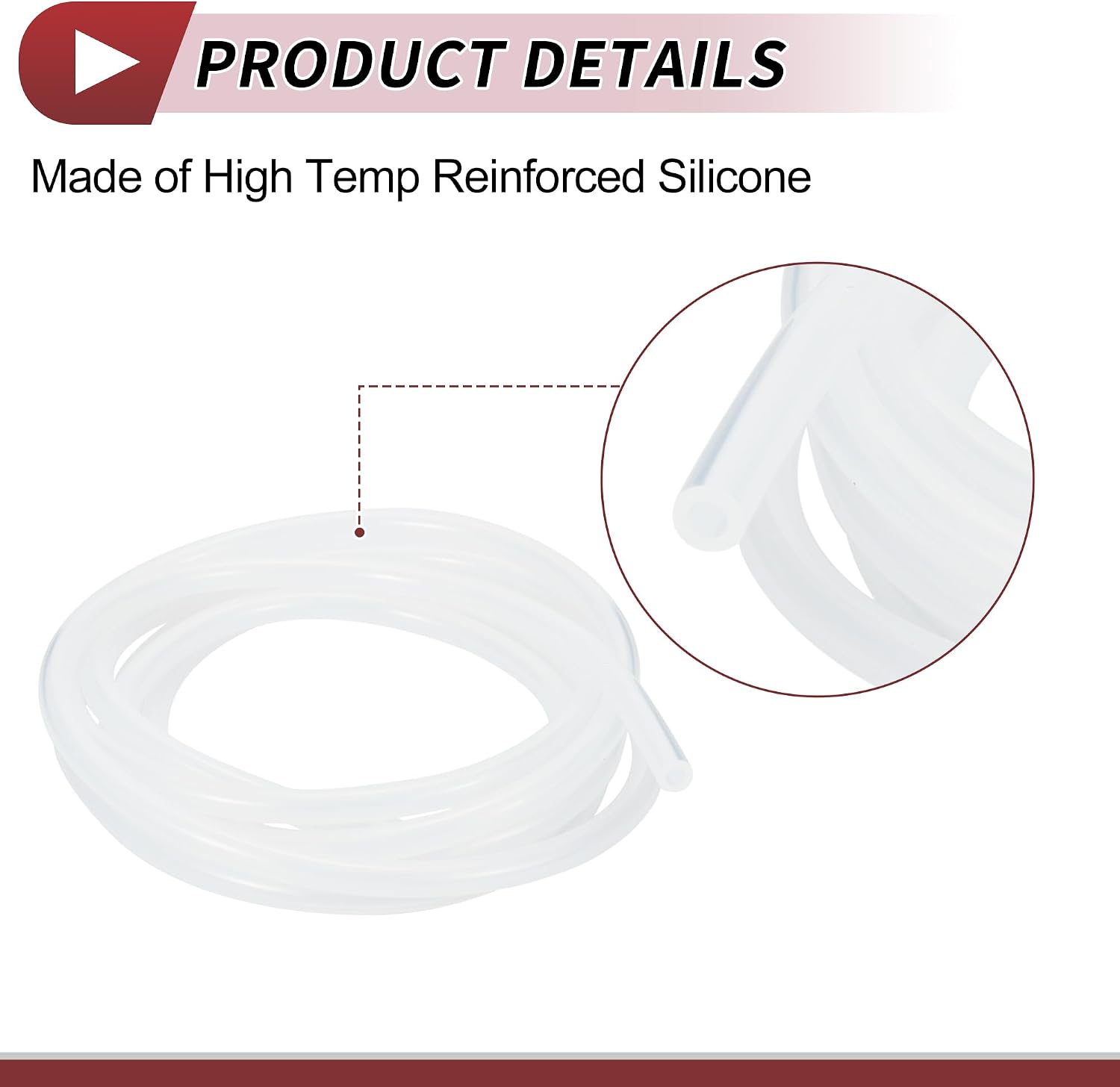 1 Pcs for Air and Water Silicone Vacuum Tubing Hose High Temperature Automotive Vacuum Line 10FT 3/16" 5mm ID 2mm Thickness Clear Silicone