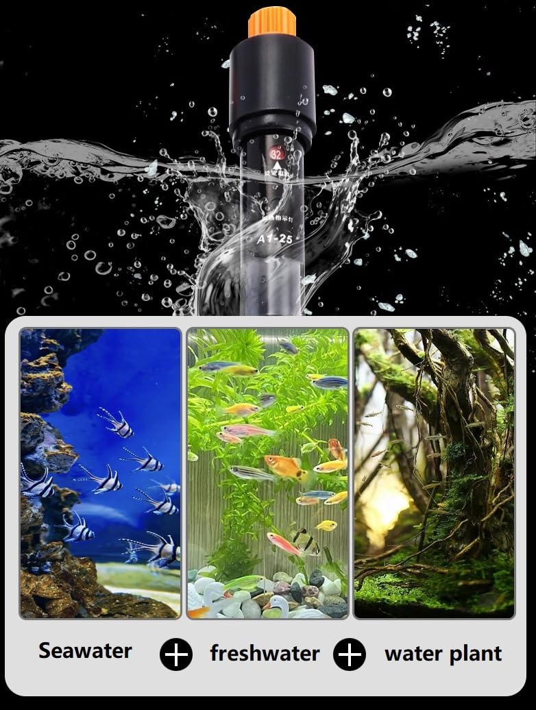 JULIAQUA Calefacción Clásica para Acuario para Peces y Tortugas 25W 50W 100W 200W 300W (25W) — view 3