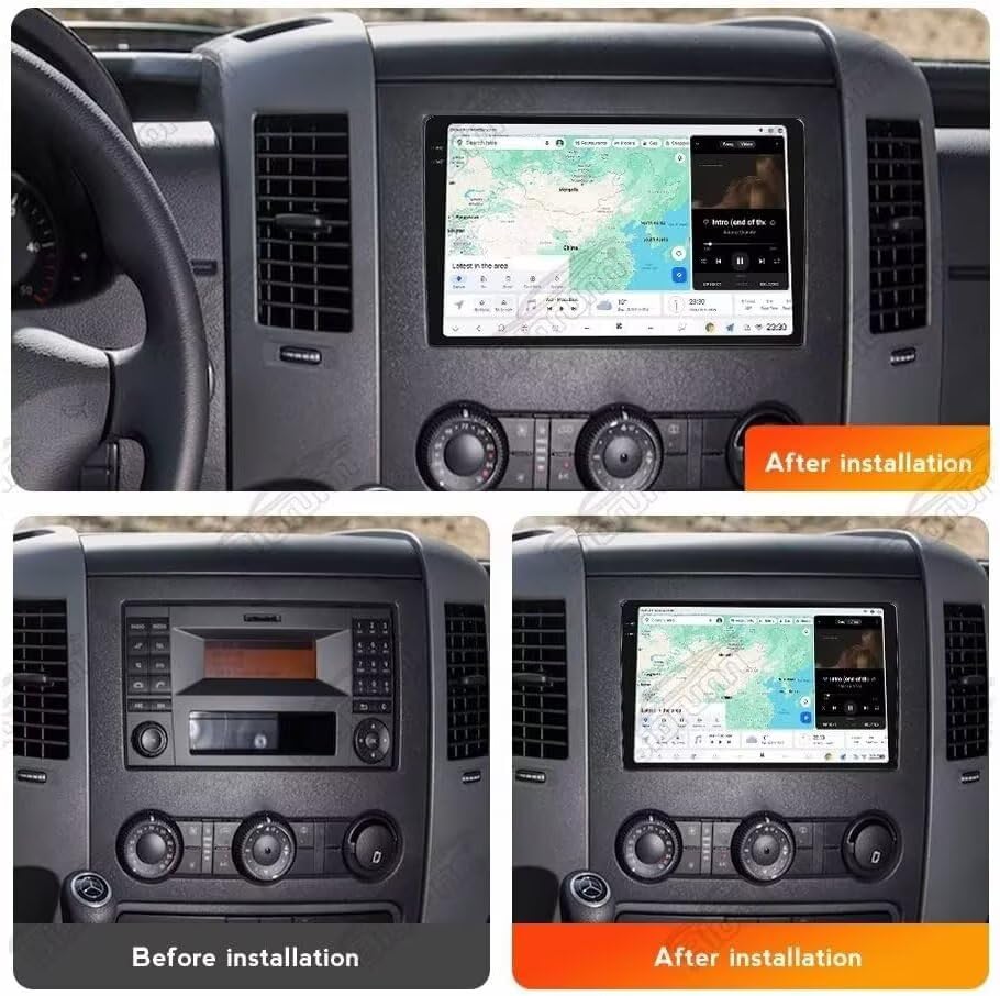 MekedeTech DUDUAUTO DUDU6 Android Screen for Mercedes Benz Sprinter Volkswagen Crafter 2006-2016 Android Car Radio 9.5 inch Wireless Carplay Head Unit,8G RAM 256GROM