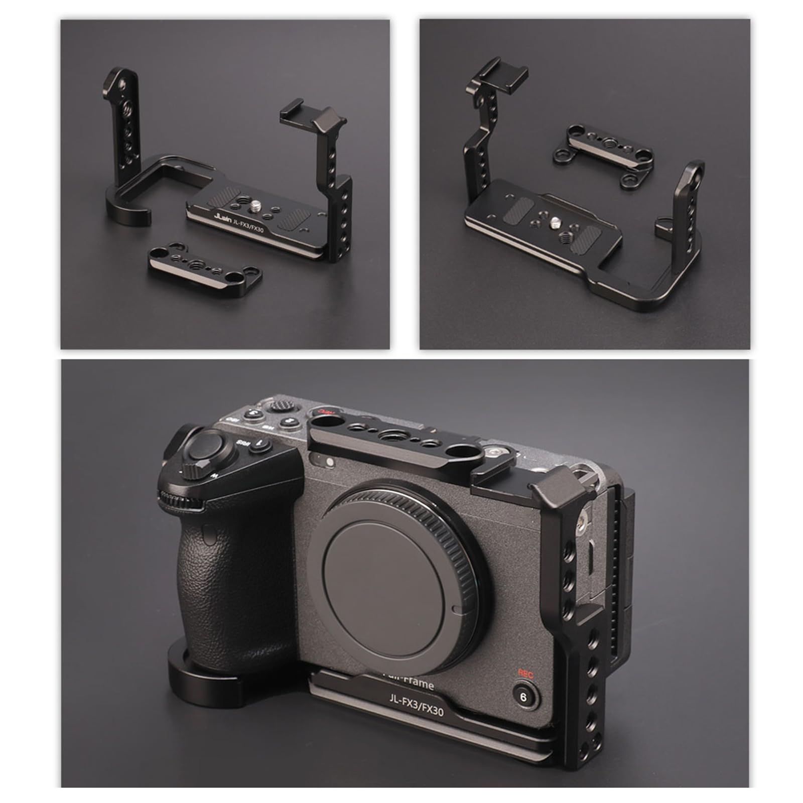 Gabbia per fotocamera professionale in metallo 1/4 3/8 fori per FX3 FX30 Durata e flessibilità per esigenze video e fotografia Piastra a sgancio rapido