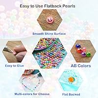 Vista 3 de 1500 piezas de cuentas de media perla de 4 mm, color AB negro, cuentas de perlas planas para manualidades, cuentas de plástico redondas, cuentas