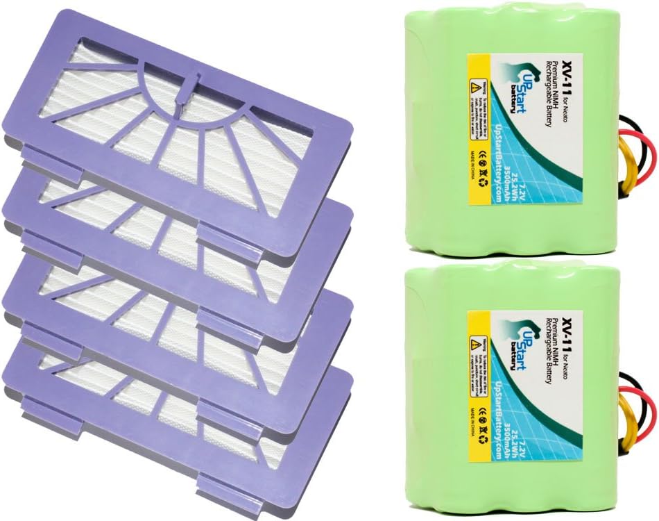 2 Pack - Replacement for Neato XV Signature Pro Battery and Filters - Kit Includes 2 Battery and 4 Filters (3500mAh 7.2V NI-MH)