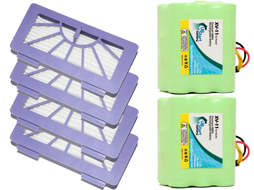 2 Pack - Replacement for Neato XV Signature Pro Battery and Filters - Kit Includes 2 Battery and 4 Filters (3500mAh 7.2V NI-MH)