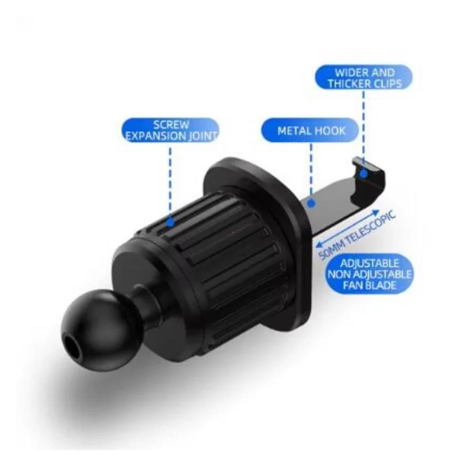 Porta Cellulare Auto Supporto universale antiurto per GPS con clip per bocchetta dell'aria per telefono cellulare da 4,7-7 pollici(Black)