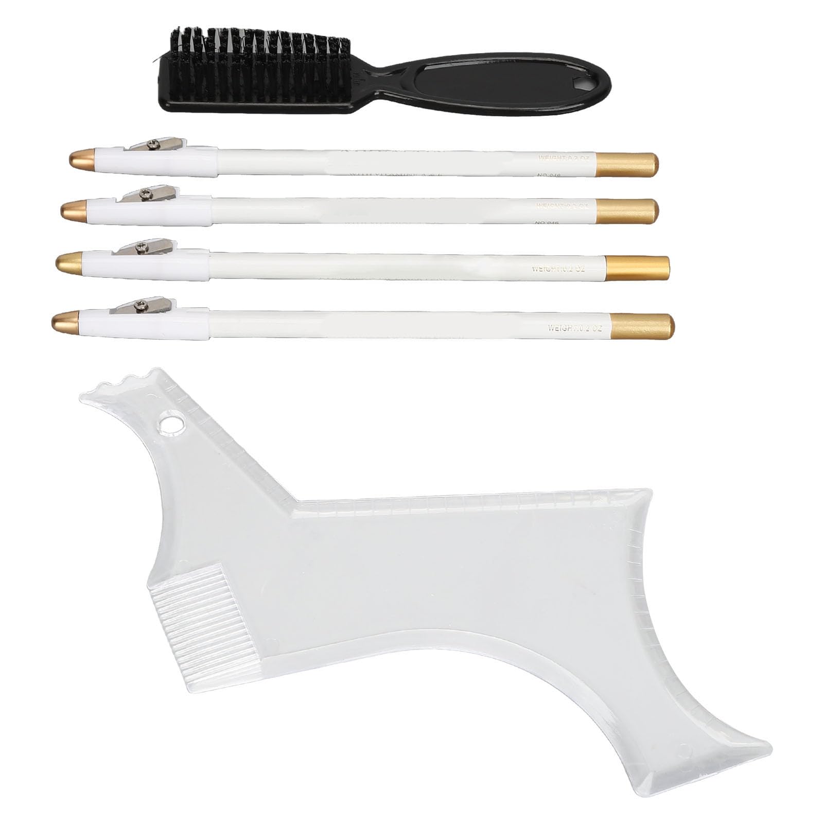 Beard Shaper Stencil Kit with 4pcs Barber Pencils, Multiple Curve Beard Shaper Template Shaping Tools for Men (White)