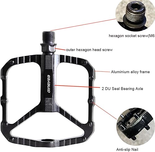 Miniatura 7 de GINEYEA Pedales de bicicleta MTB, pedales de bicicleta de carretera, aleación de aluminio, ligera, pedales de bicicleta de montaña para urbana MTB