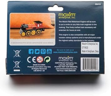 inc. Red Motorized Toy Train Engine - Classic Steam Locomotive with Real Chug-Chug Sound, Bells, Whistle. Rubber Wheel Tread for Traction. Colorful Dark Red