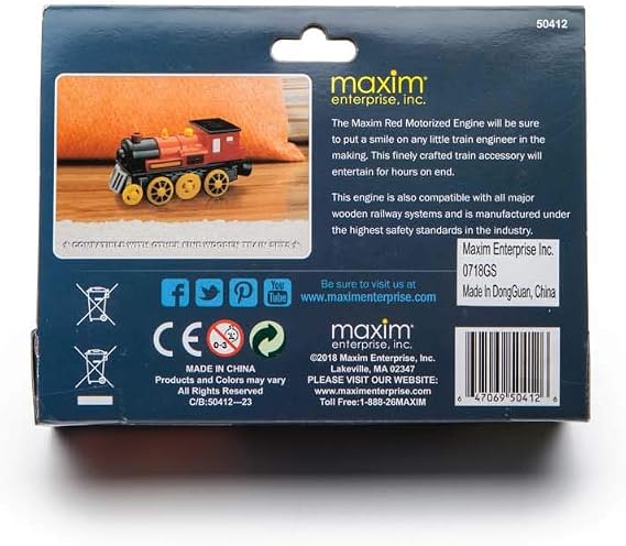 inc. Red Motorized Toy Train Engine - Classic Steam Locomotive with Real Chug-Chug Sound, Bells, Whistle. Rubber Wheel Tread for Traction. Colorful Dark Red