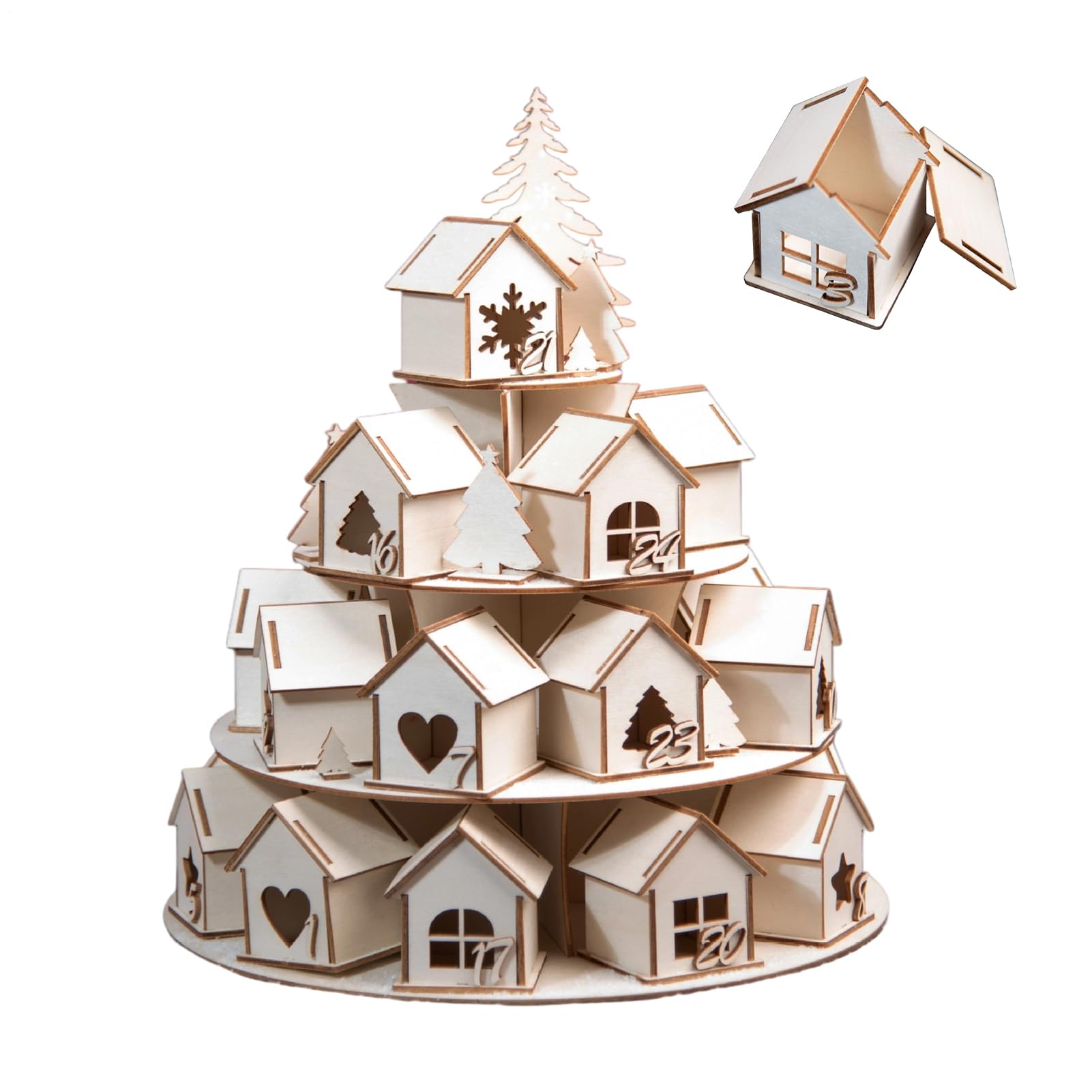 Weihnachts Adventskalender In Hausform Dekoration Für Advent Partys Und | Leerer Weihnachts-Adventskalender Haus zum Befüllen Für Kinder Mädchen Frauen Männer