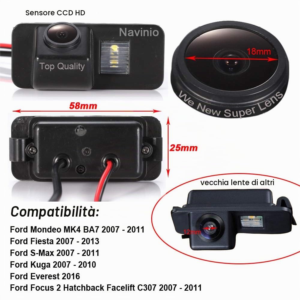 Auto Telecamere Posteriori in Luce Targa con Visione Notturna 4ir per Sistema di Retromarcia Parcheggio para Ford Mondeo/Fiesta/S-Max/Kuga/Everest/Focus 2 Hatchback Facelif C307