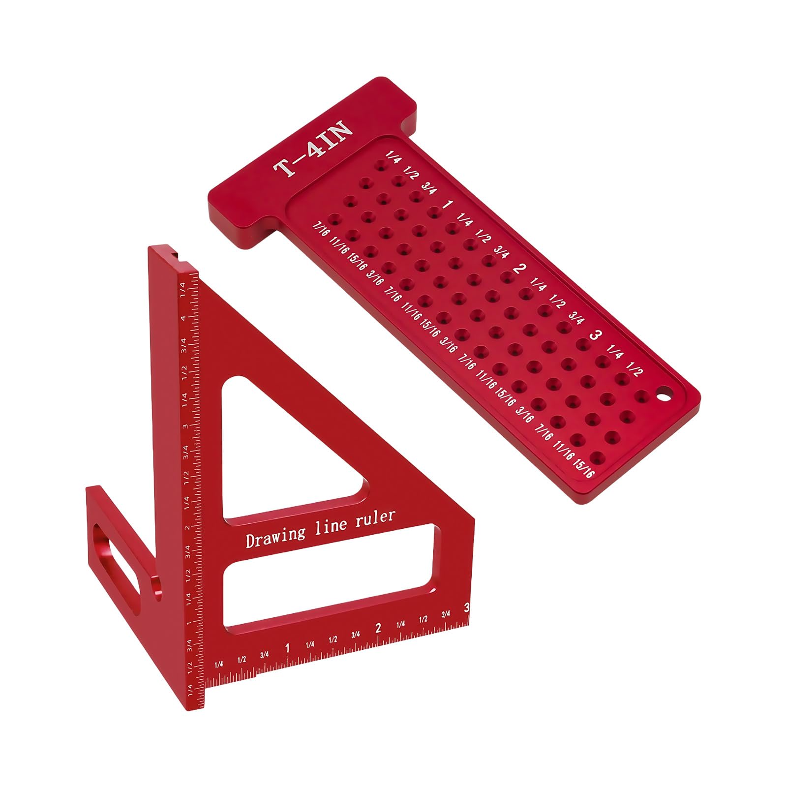 Multifunctional Aluminum Alloy Woodworking Ruler Triangular Scale T Hole Gauge Angle Measurement Layout Measurement Workshop Ruler
