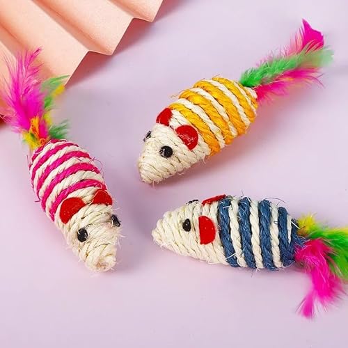 Brinquedo Para Gato Arranhador Bola Com Sisal Chocalho Pet (Ratinho Sisal Amarelo)
