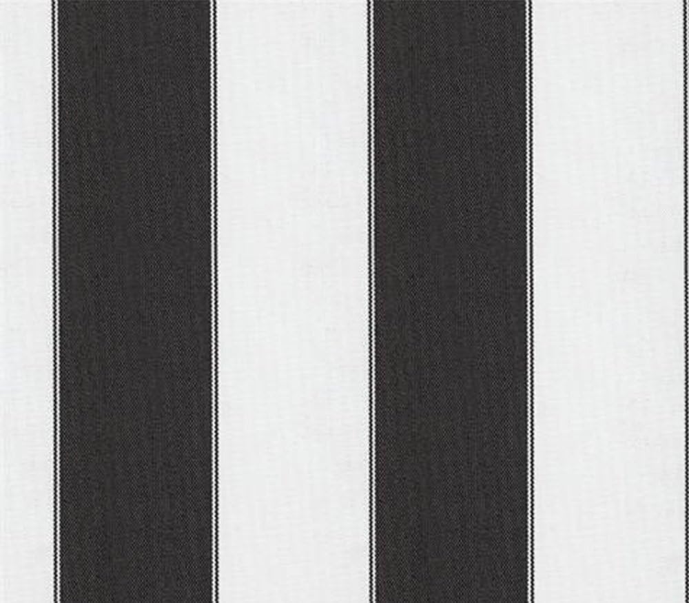 Indoor/Outdoor Waterproof Fabric Bordered Deck Stripe Black White / 60 Wide ...