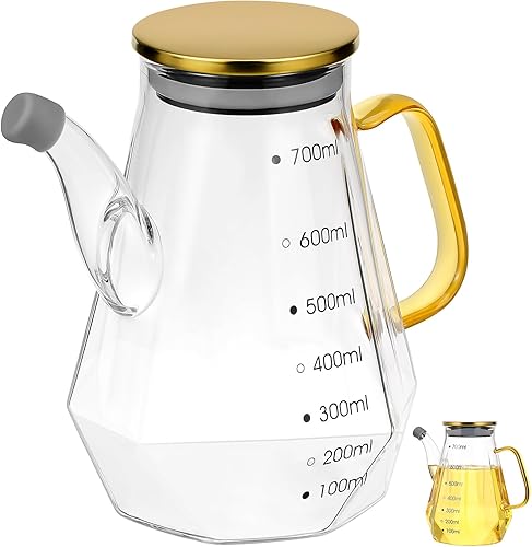 UPKOCH Botella dispensadora de aceite para freír, botella de aceite de vidrio con asa y tapa, dispensador de aceite y vinagre, contenedor de líquido