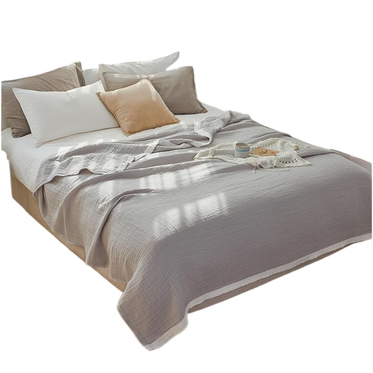 Breathable Cooling Cotton Muslin Throw Blanket Multicolor 2 Sizes(Color1,150x200cm)