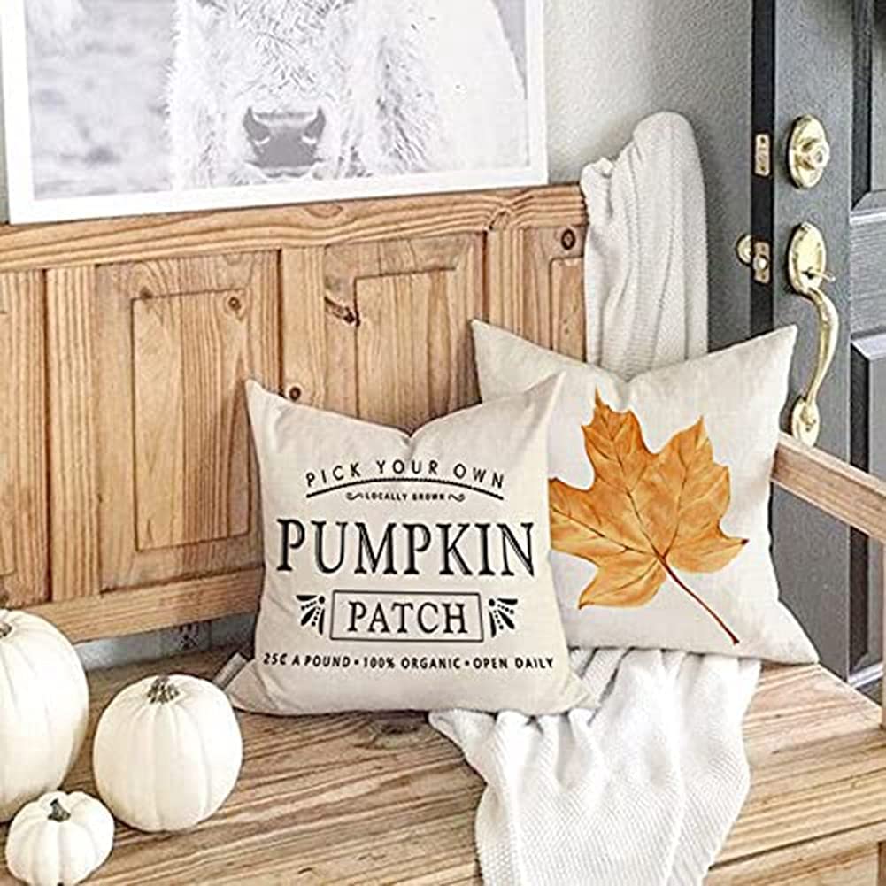 Federe Per Cuscini Autunnali Haugo: Set Da 4, 45x45 Cm, Lino, Stile Fattoria