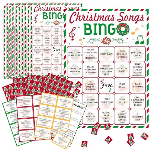 Christmas Bingo Game - 38 Sheet Christmas Song Bingo Cards for 24...