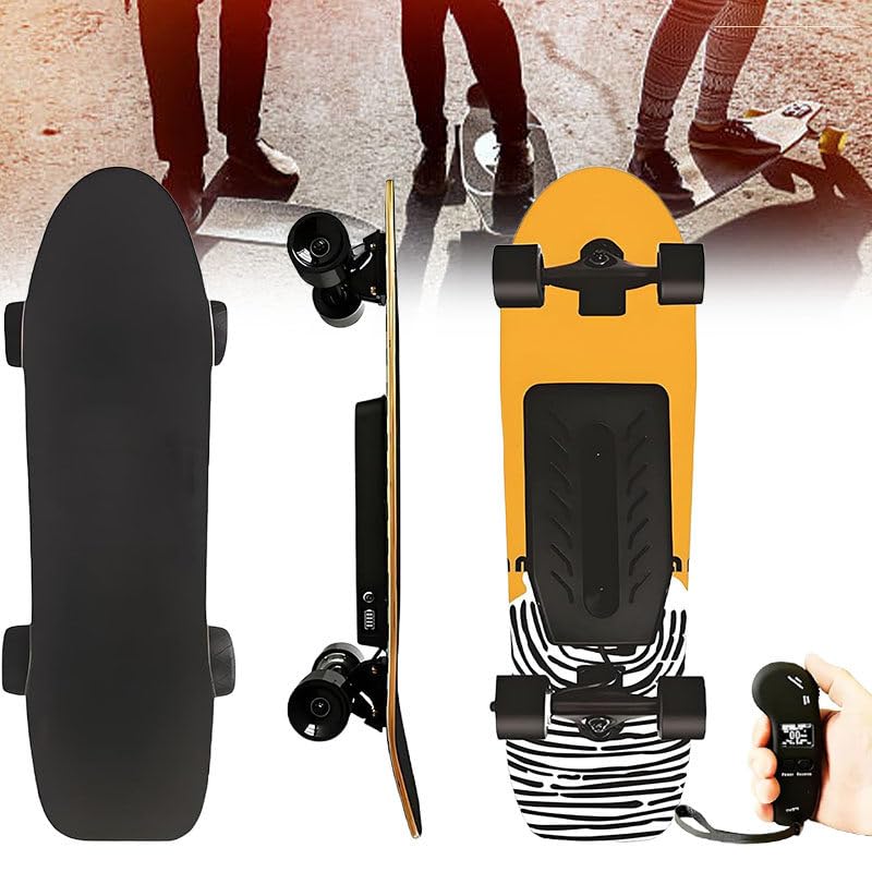 Elektrisches Skateboard mit Fernbedienung | 22km/h Speed, 26km Ausdauer, 4 Geschwindigkeitsmodi & 450kg Belastbarkeit – Ideal für Skate-Fans Yellow