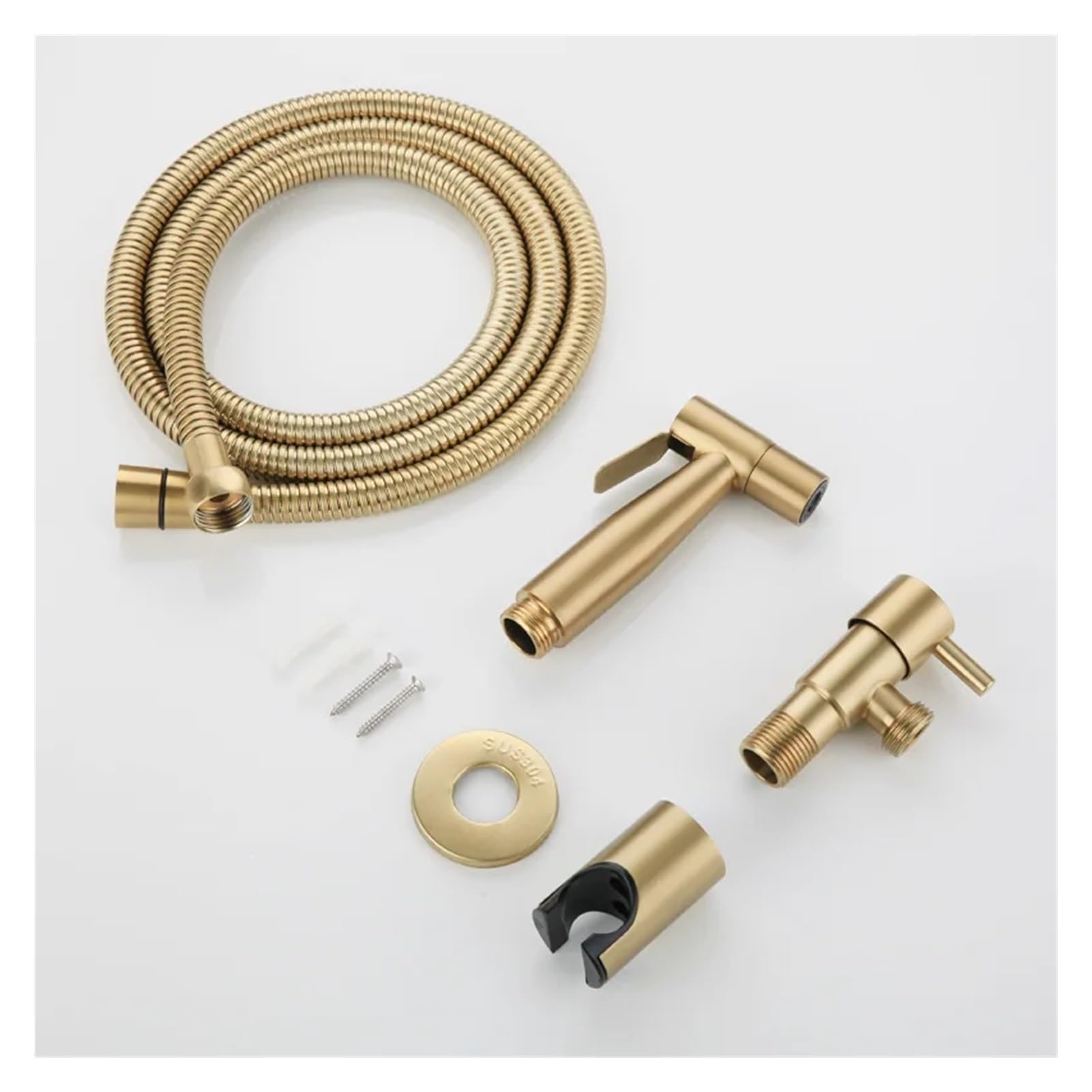 Handheld Toilet Bidet Sprayer with Brass Stainless Steel Bidet Shower Hygienic Shower Wall(Gold)