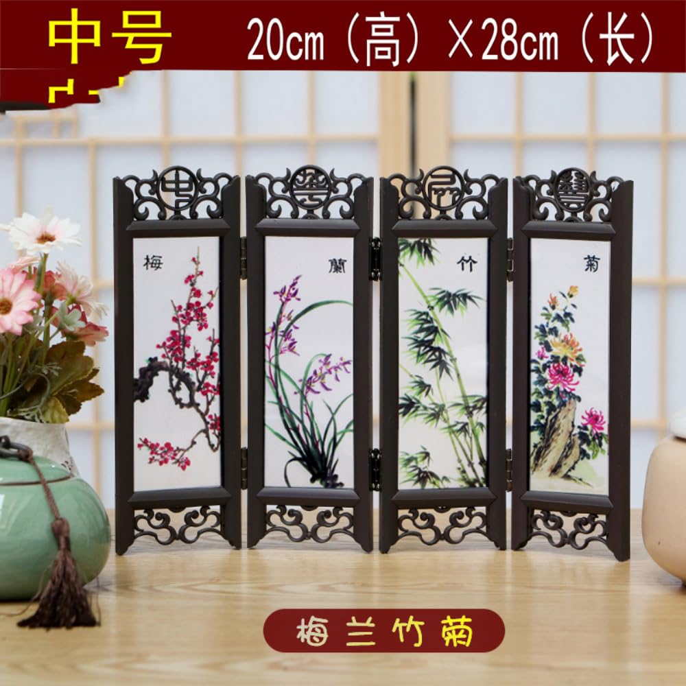 Składany parawan, Retro mały Mini składany Panel20cm śliwkowa orchidea bambusowa