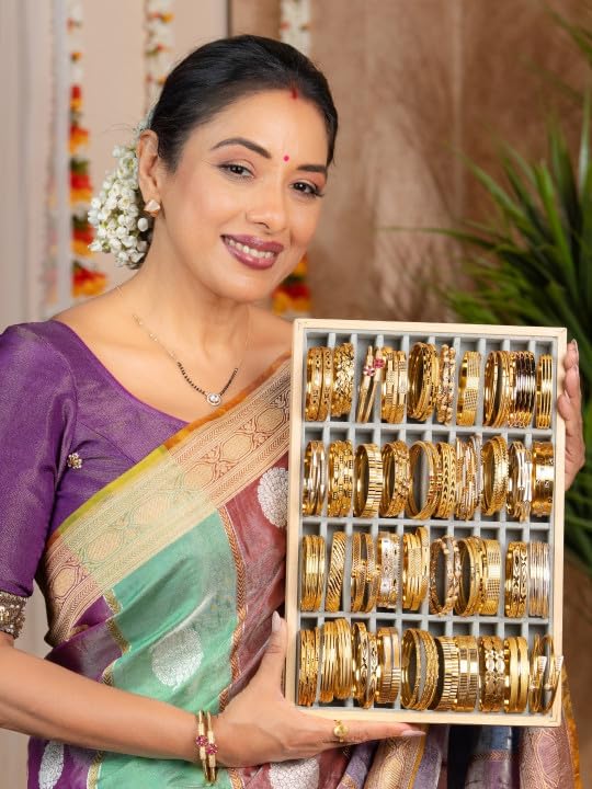 Image of Zeraki Jewels Women's Traditional Gold Plated Bangles Set | Elegant Designer Kada Bangles | Classic Ethnic Jewellery for Women & Girls | Perfect for Wedding, Festive & Daily Wear
