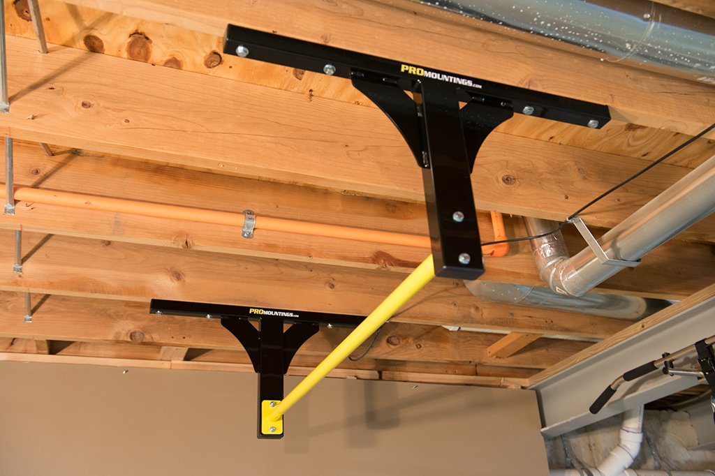 Pull Up Bar - Ceiling/Wall/Joist Mounted (Small - Black Bar) PRO Mountings