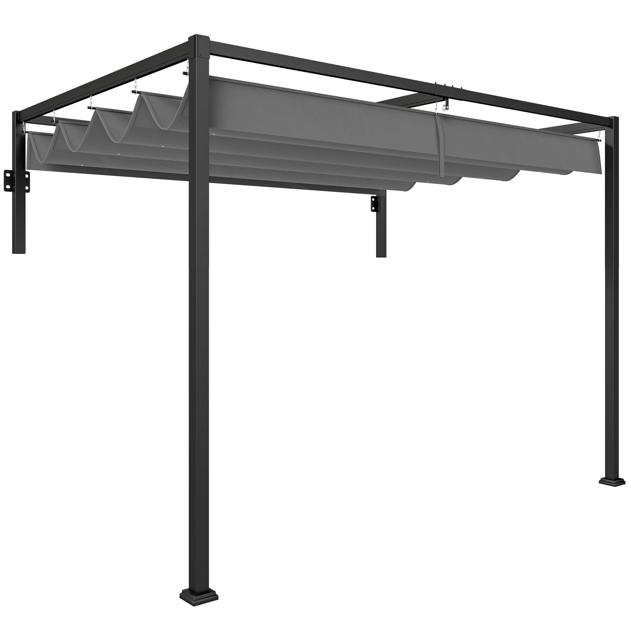 Outsunny Pérgola Pared Retráctil 3x2 m - Gris Oscuro