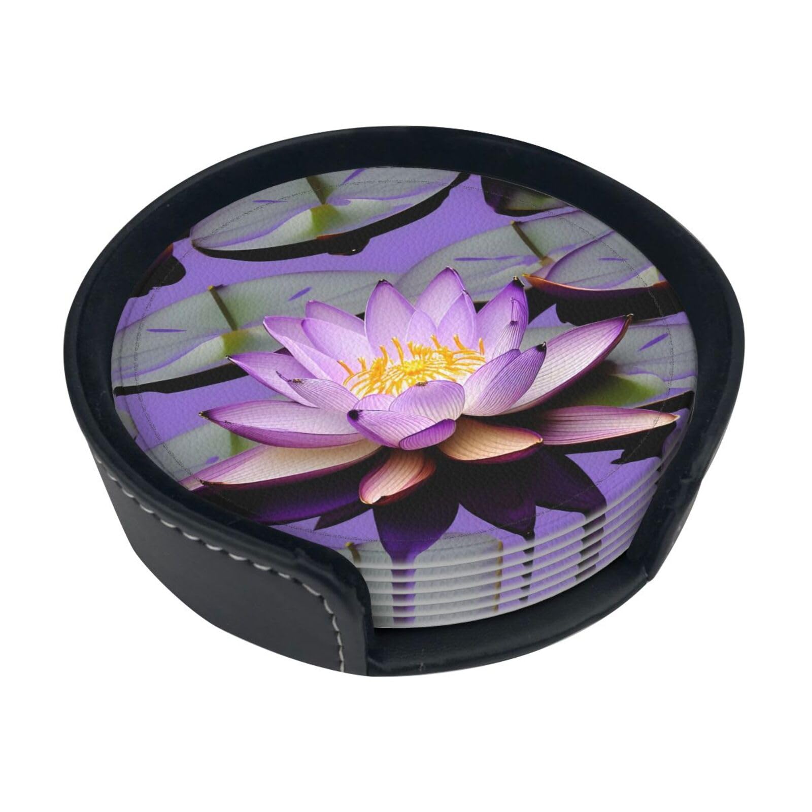 Dessous de verre fleur de lotus violet imperméables contre les taches et les rayures
