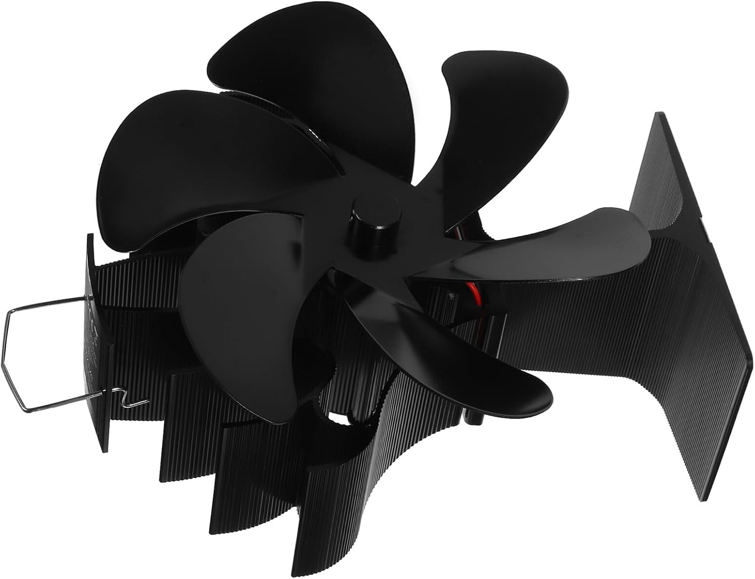 Heat Powered Stove Fan with 5-blade Silent Fireplace Fan for Home Use Black Metal Thermal Circulating for Wood Burning Stoves