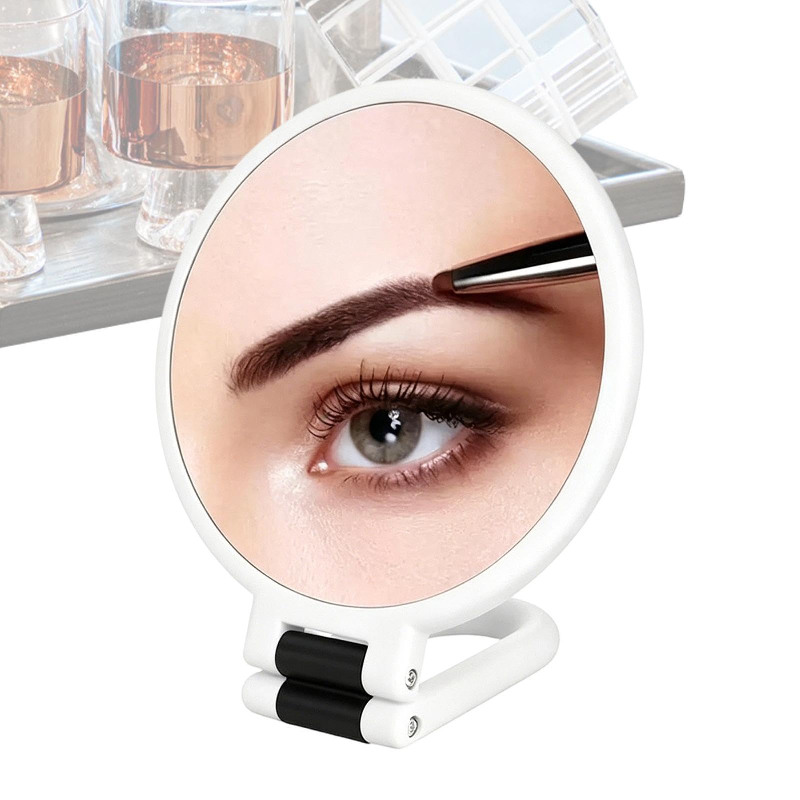 Espejo de maquillaje portátil para escritorio y tocador con aumento óptico 50X
