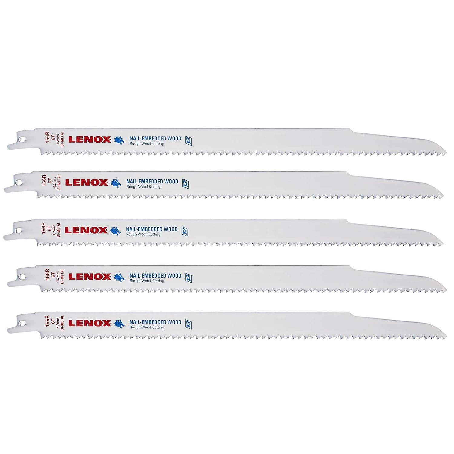 Replacement For Compatible With LENOX 20585-156R Reciprocating Saw 12" Blade 6 TPI for Nail-Embedded Wood 5 Pack