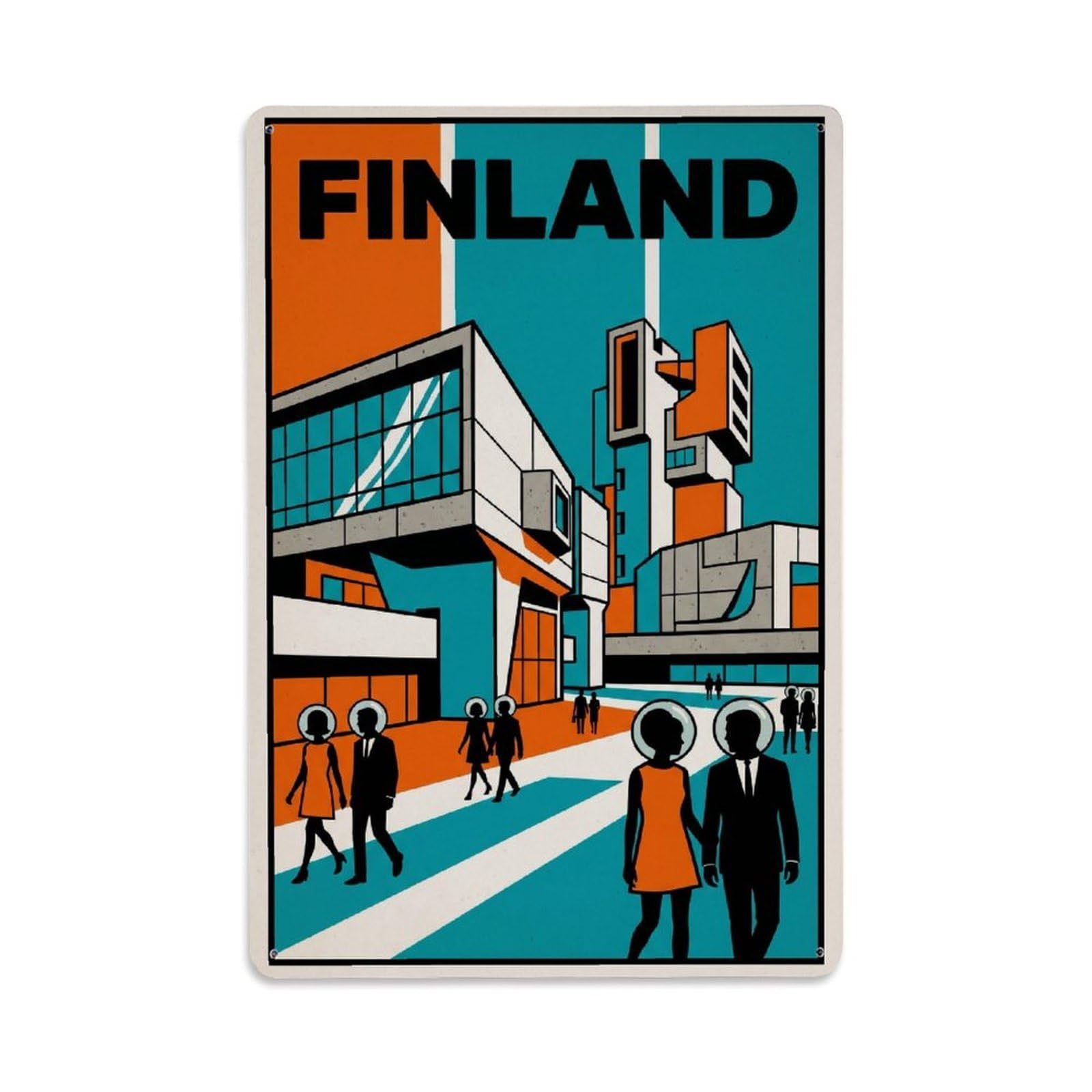 Olhnbad Style Finland Modernist City Transit Travel Urban Metal Tin Sign