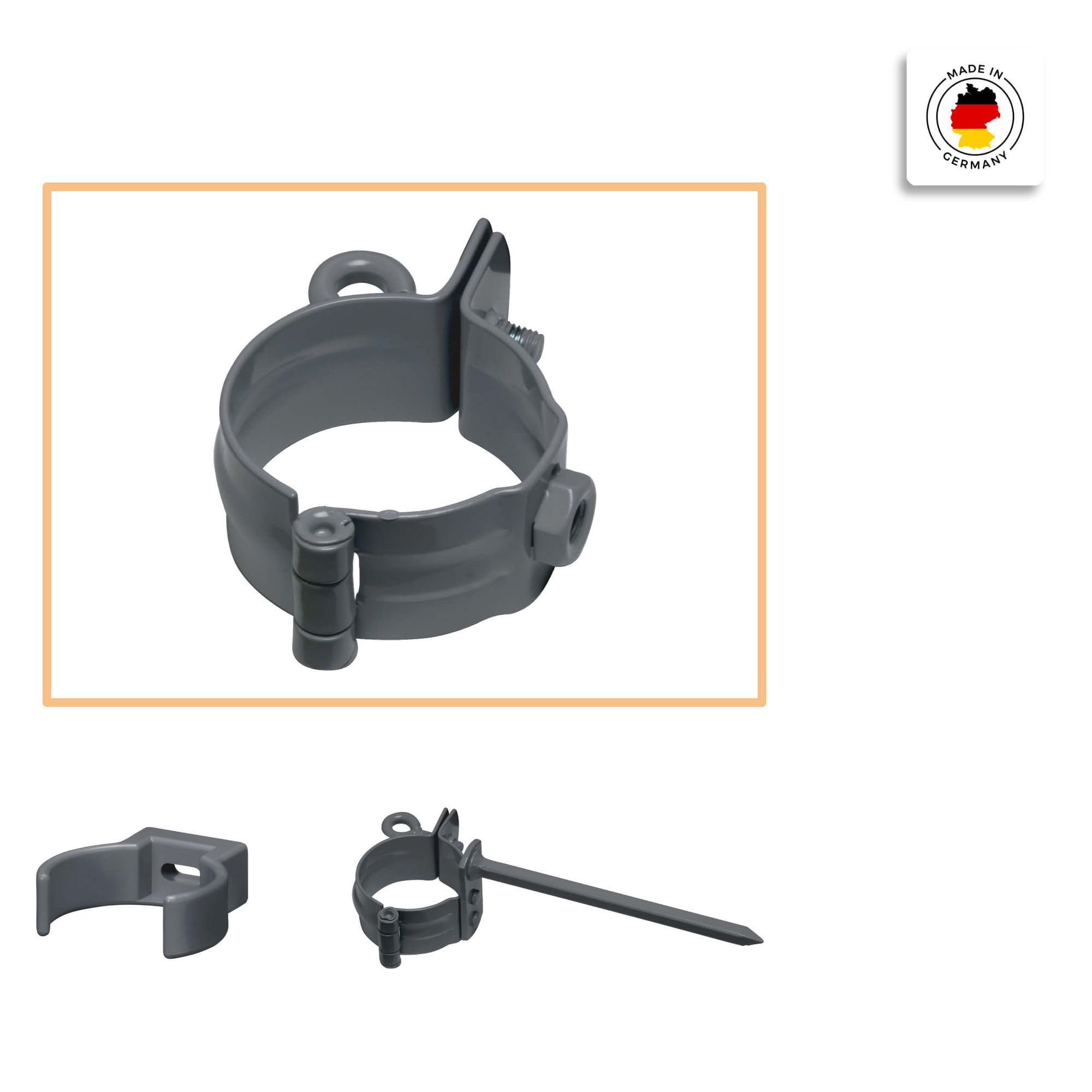 INEFA 25x Obejma rurowa z gwintem 75mm Antracyt