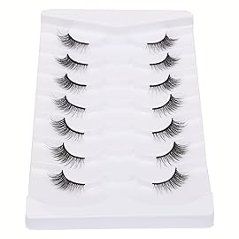 GMAGICTOBO False Eyelashes Short Natural Lashes Pack Half Lashes 3D Fake Eyelashes Light Volume Eye Lashes Strips 7 Pairs Multipack