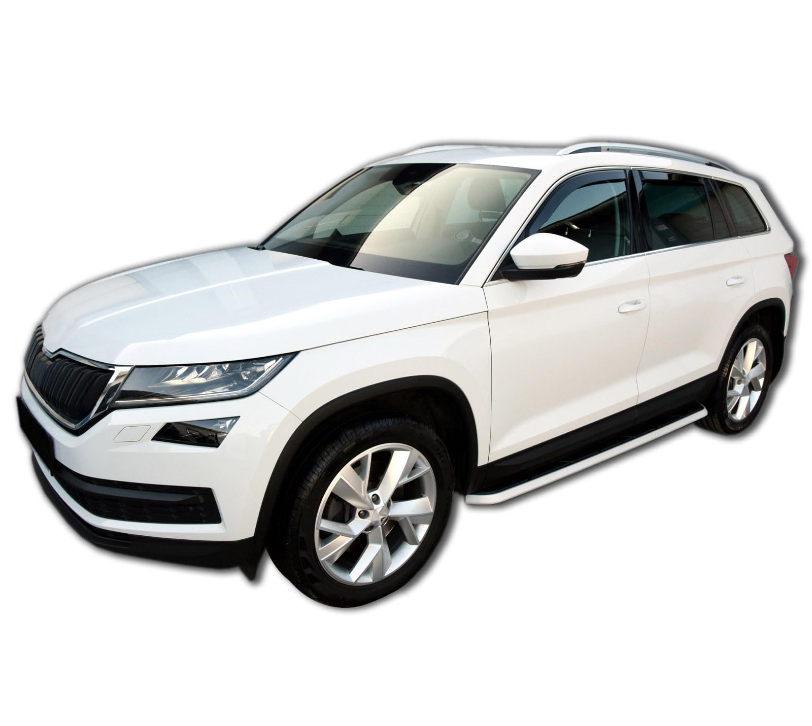 J&J AUTOMOTIVE GP Windabweiser passend für Skoda Kodiaq 2016-2023 4tlg, Vorne und Hinten Regenabweiser Passform Getönt Schwarz
