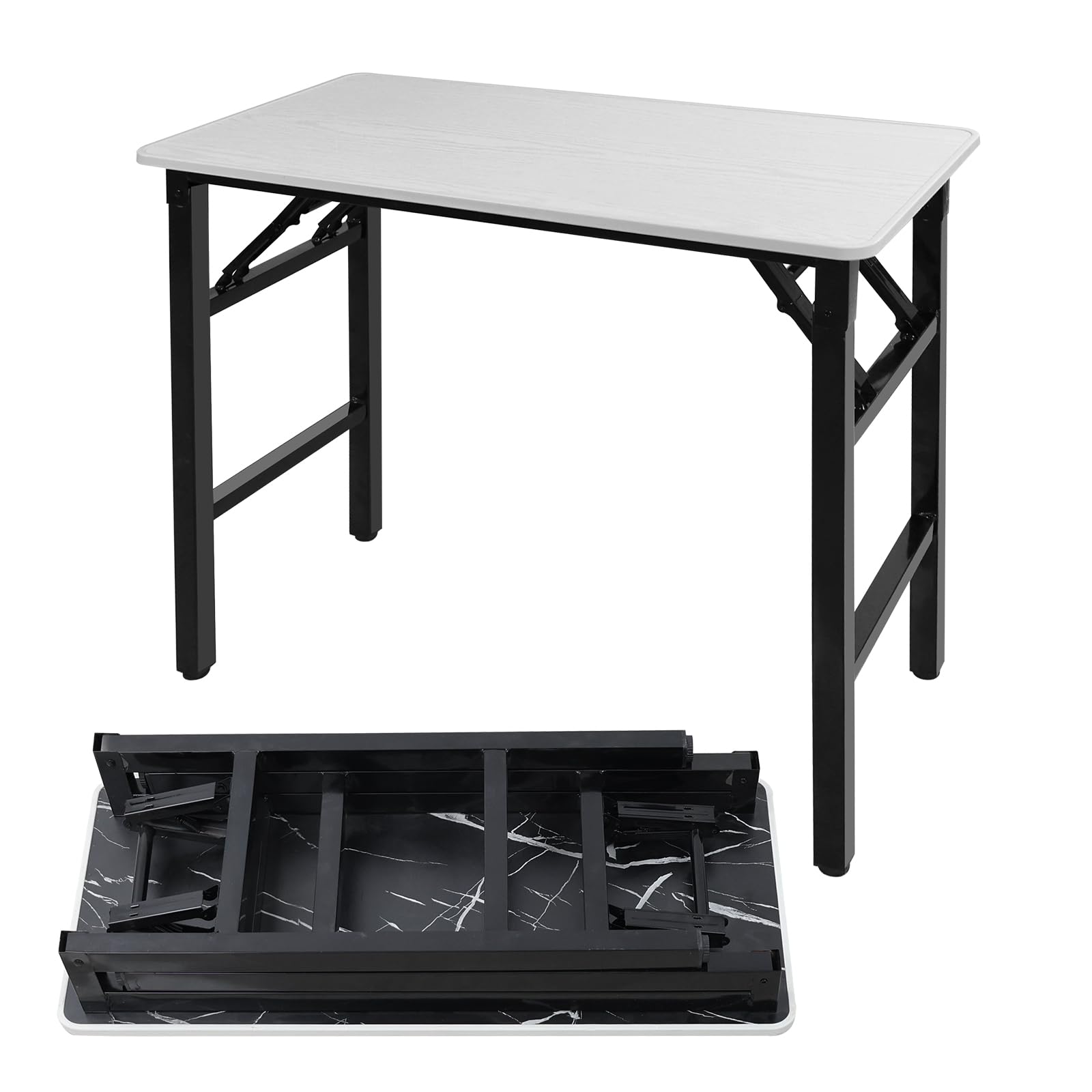 MEISHIDA Adjustable Folding Desk No Install, Portable and Compact Computer Walnut Table Office Table for Home, Office, Study, Dining, Camping, Picnic, and BBQ (Oak White, 80 * 40 * 75cm)