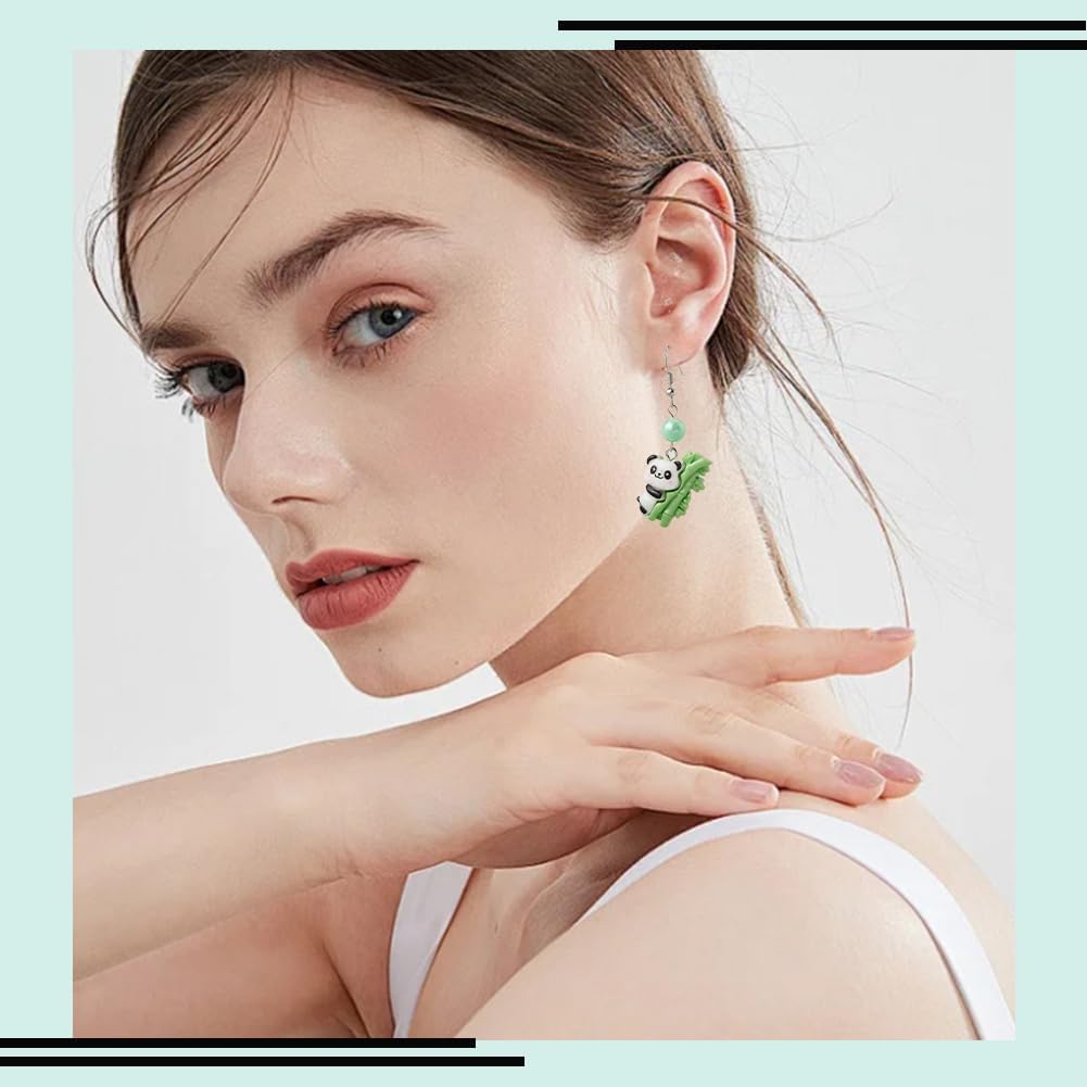 SUNNYCLUE 36Pcs 9 Styles Panda Jewelry Charms Animal Resin Pendant Charms Opaque Iron Loop White Chinese Bear Dangle Hanging Pendants Findings for Jewelry Making Bracelet Necklace Earring DIY Crafts - Image 5