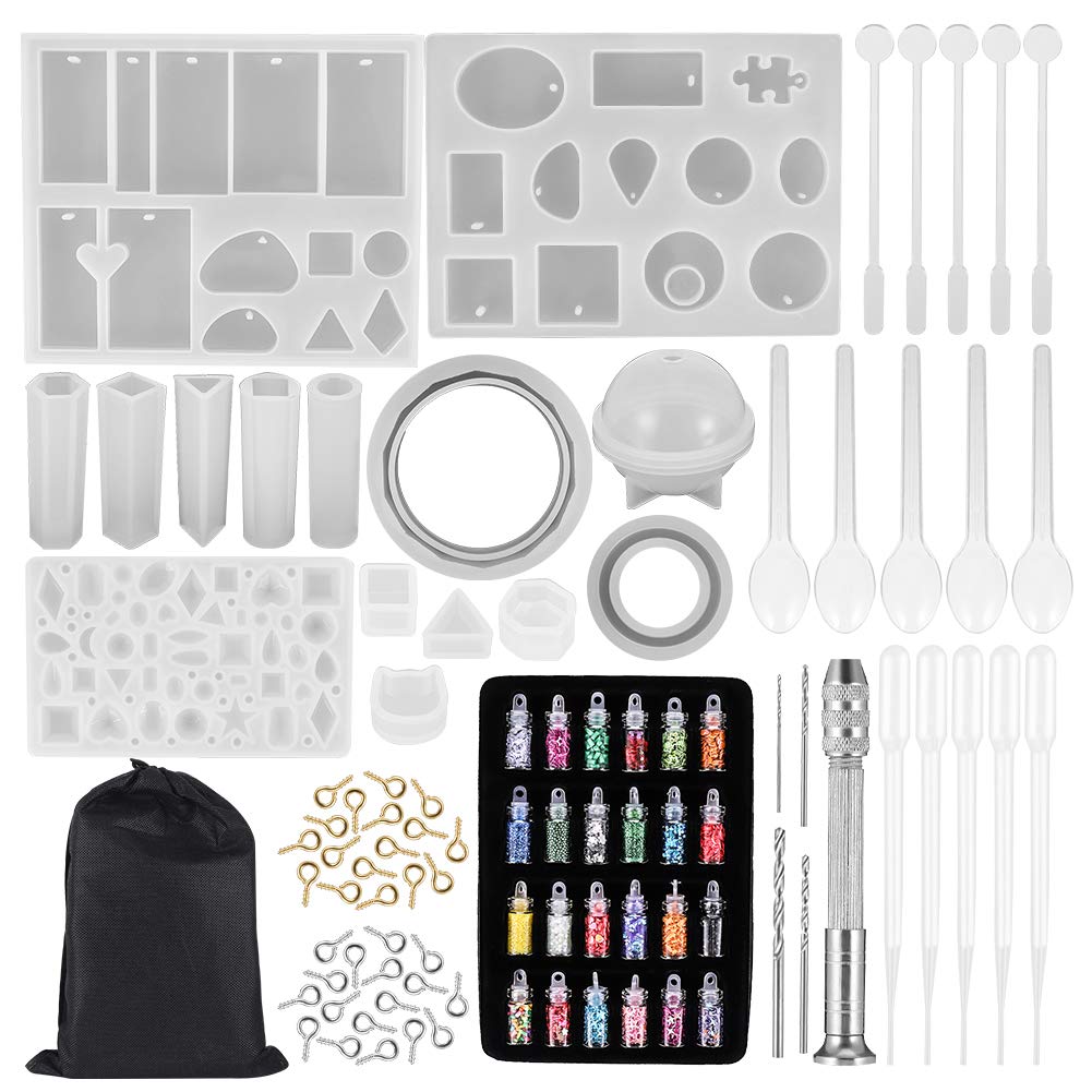 Chutoral 156 Pcs Resin Casting Mold Kit, Epoxy Resin Kit Jewelry Craft Moulds Jewellery Making Tools for Handmade DIY Jewelry Necklace Pendant