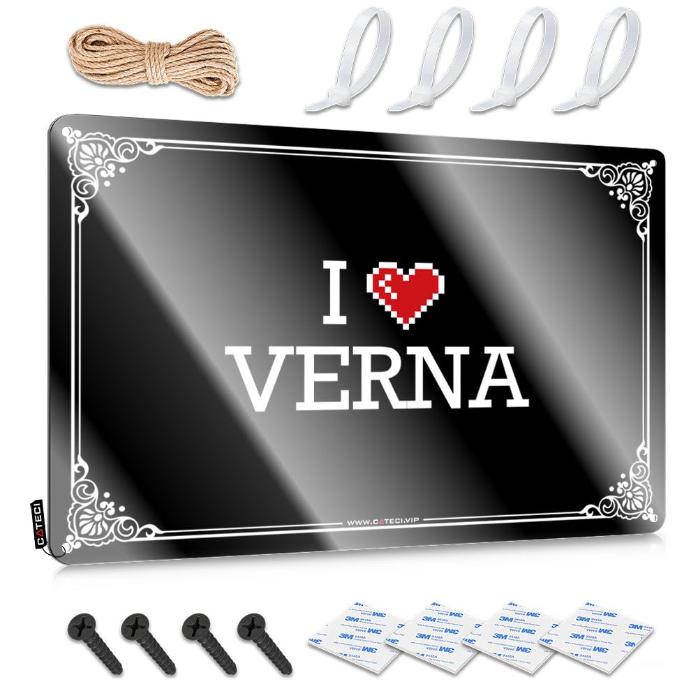 Fzfn Men's Colour Dorm Decorations Sweet Sign | I Love Verna Amazing For Tailgating Living Room(30X40cm)