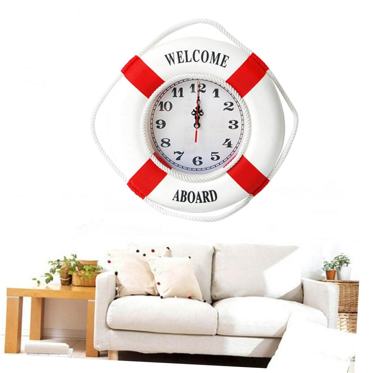 ABOOFAN Vetro Rosso Orologio da Parete 35cm Salvagente