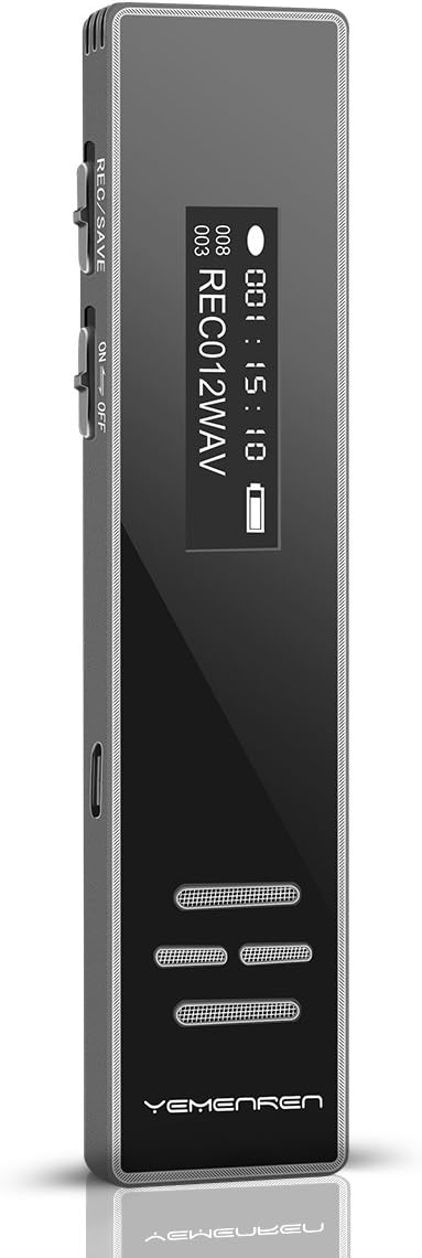 Yemenren 8GB Digital Voice Recorder Audio Sound Recorder Dictaphone, Double Microphone, Voice Activated