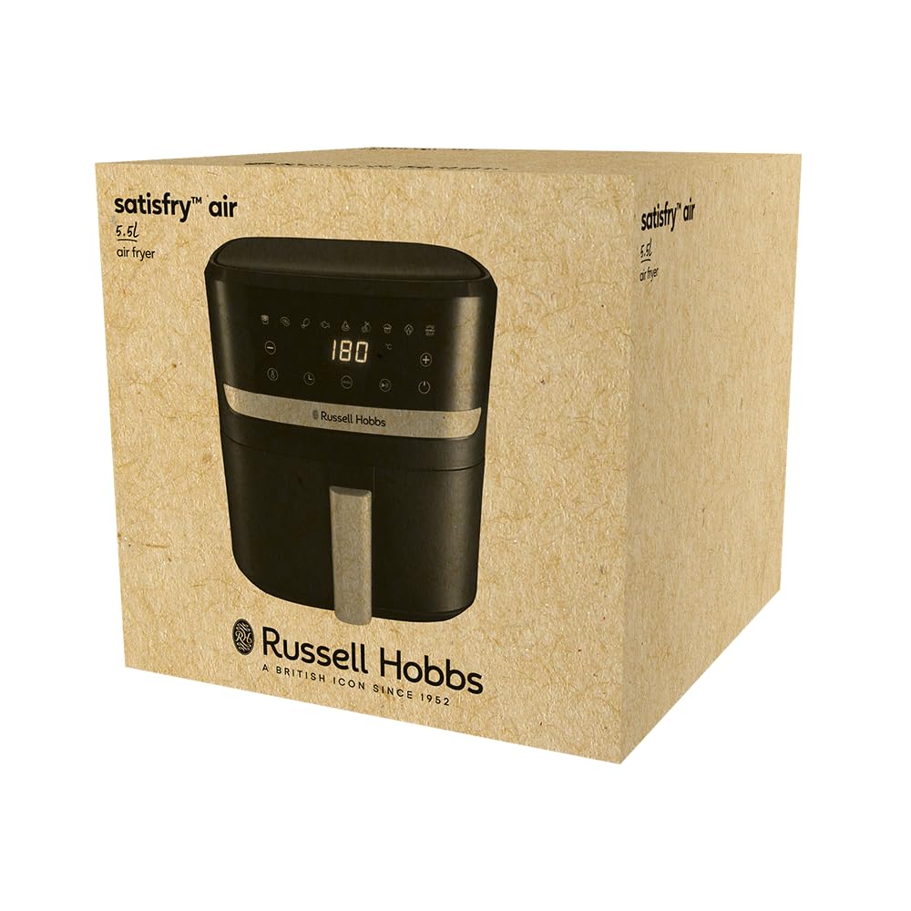 Russell Hobbs Air Fryer 5,5L Rapid Air [Compact, 9 Fonctions] Friteuse sans huile (économe, gril, cuit, rôtir, revêtement antiadhésif sans BPA, digital, pièces compatibles lave-vaisselle) 27621-56