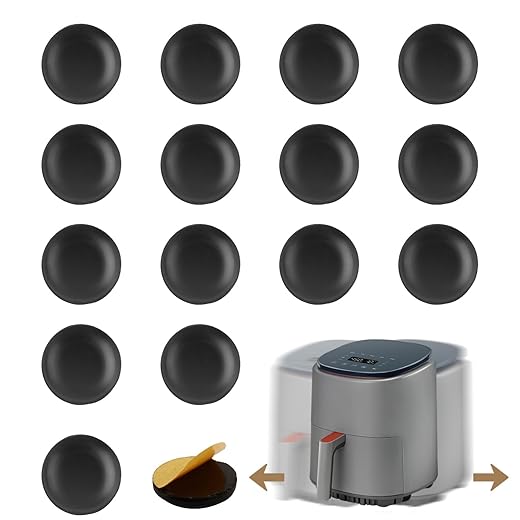 16Pcs Kitchen Appliance Sliders, 2cm Air Fryer Accessories Easy Movers Self Adhesive Small Furniture Slider for Bread Machine Coffee Makers Blenders Microwave Mixers(Black)