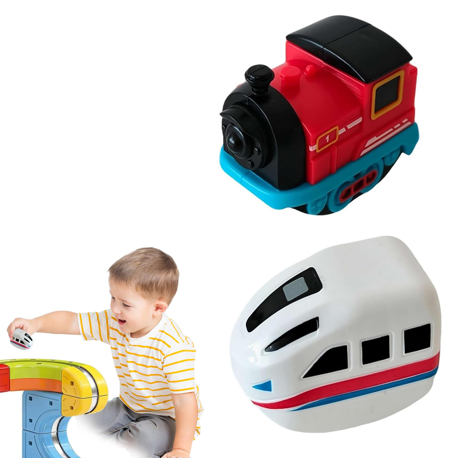 3D Infinity Track, Replacement Magnetic Electric Train Cars for klick Rail, Cannot Operate Alone, Tracks & Cable Not Included, ElectricTrains Car Gift for Boy (A+B)