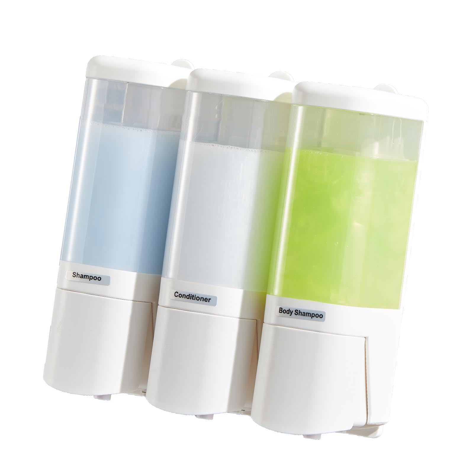 Distributeur de Savon Liquide Mural 480 ML X 3 Anti-Fuite (Blanche)