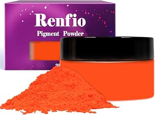 Renfio Neon Pigment Powder, 3.5oz/100g Neon Orange Mica Powder, Mica Powder for Resin Bright Fluorescent Pigment Powders for Nails, Candle Dye, Soaping Making, Slime, DIY Crafts - Coral Orange