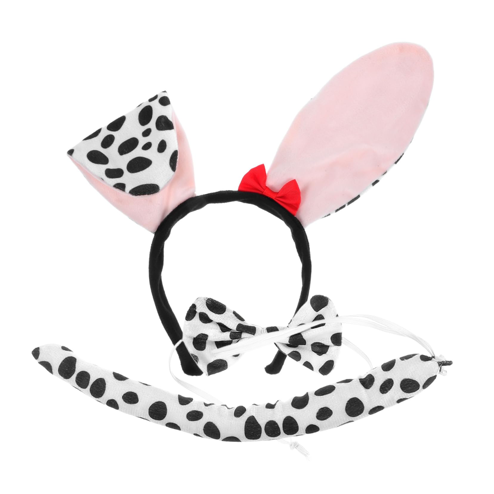 PACKOVE 1Set Dalmatian Dog Headband for Soft Animal Costume Accessories with Bow Tie Tail for Parties School Events and Everyday Dress Up Fun