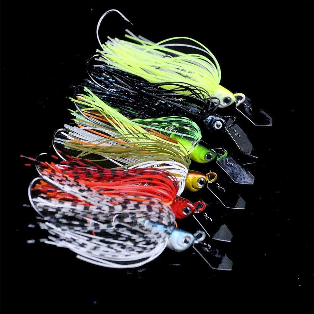 Set 4 Spinnerbait Con Gonna In Gomma – 12g 12,6 Cm – Esche Per Luccio, Persico, Spigola – Lama Singola