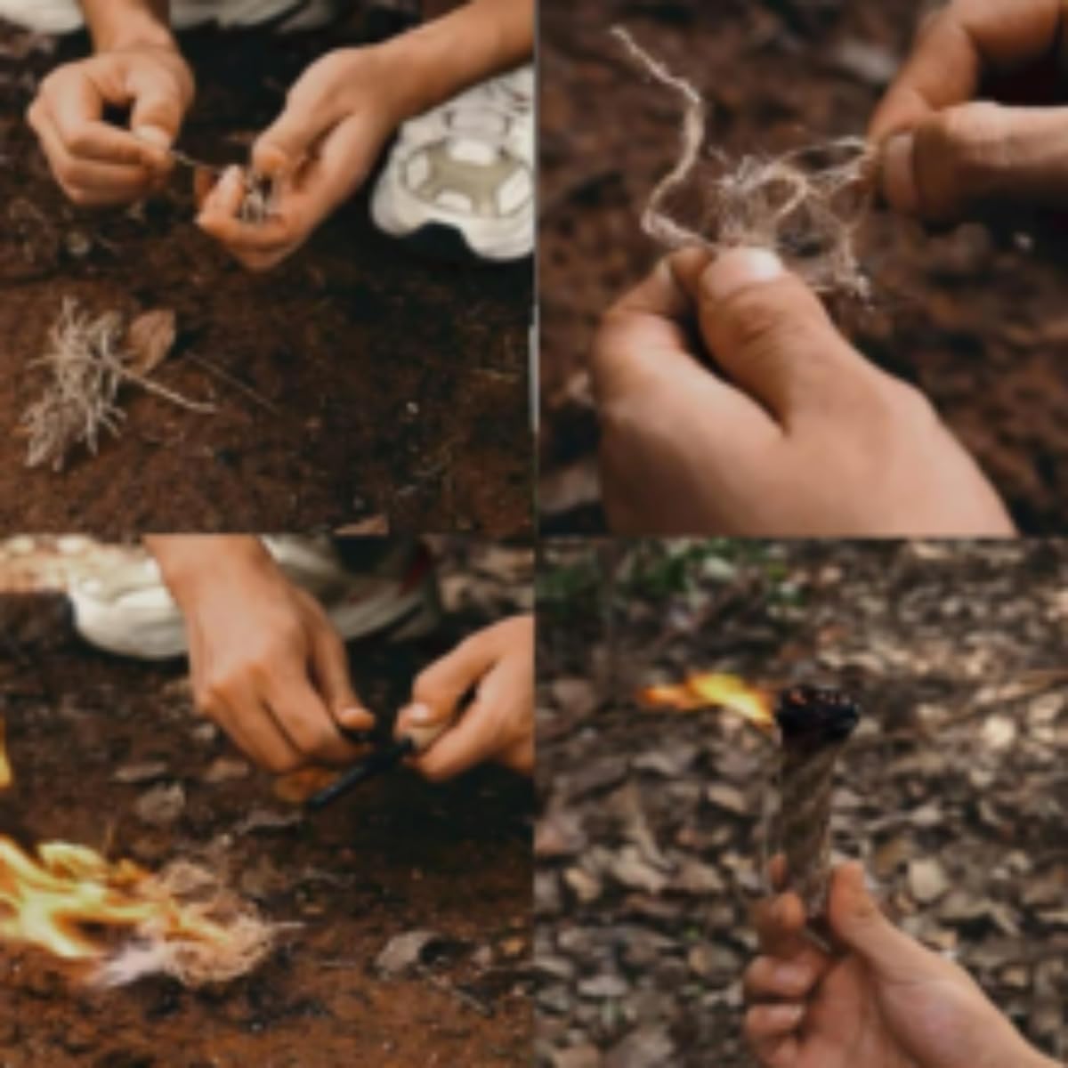 eGreen Awaryjny ferro pręt napastnik magnezowy 6 worków woskowa lina jutowa + blaszane pudełko na kemping wędrówki bushcraft survival sprzęt outdoorowy